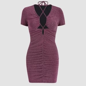 NWT Cider size small fuschia glitter mini dress